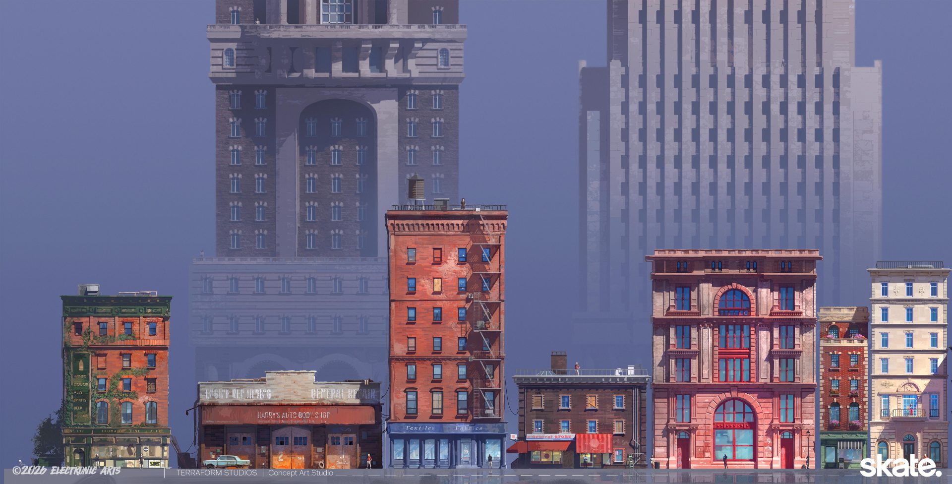 general vpyed8 3840×1952 concept art artwork illustration building skyline