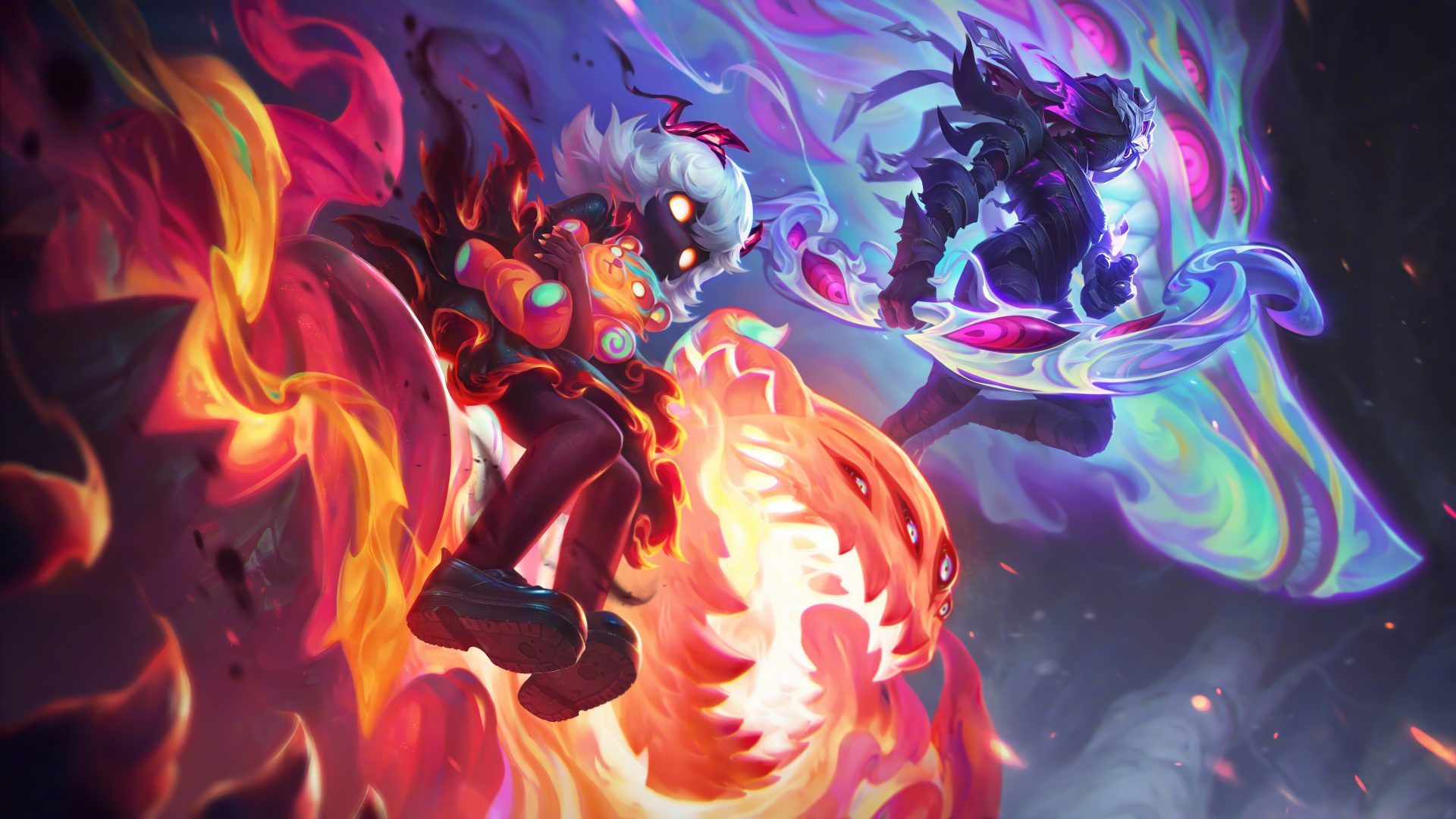 general lyko6y 7680×4320 Pandemonium (League of Legends) Annie (League of Legends) Kindred (League of Legends) League of Legends digital art