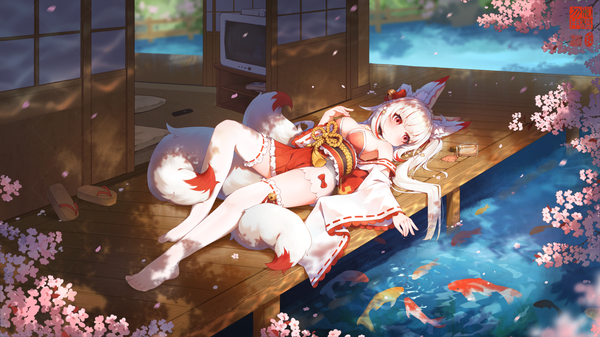 anime jekjq5 4200×2363 anime demi-human koi anime girls lying down