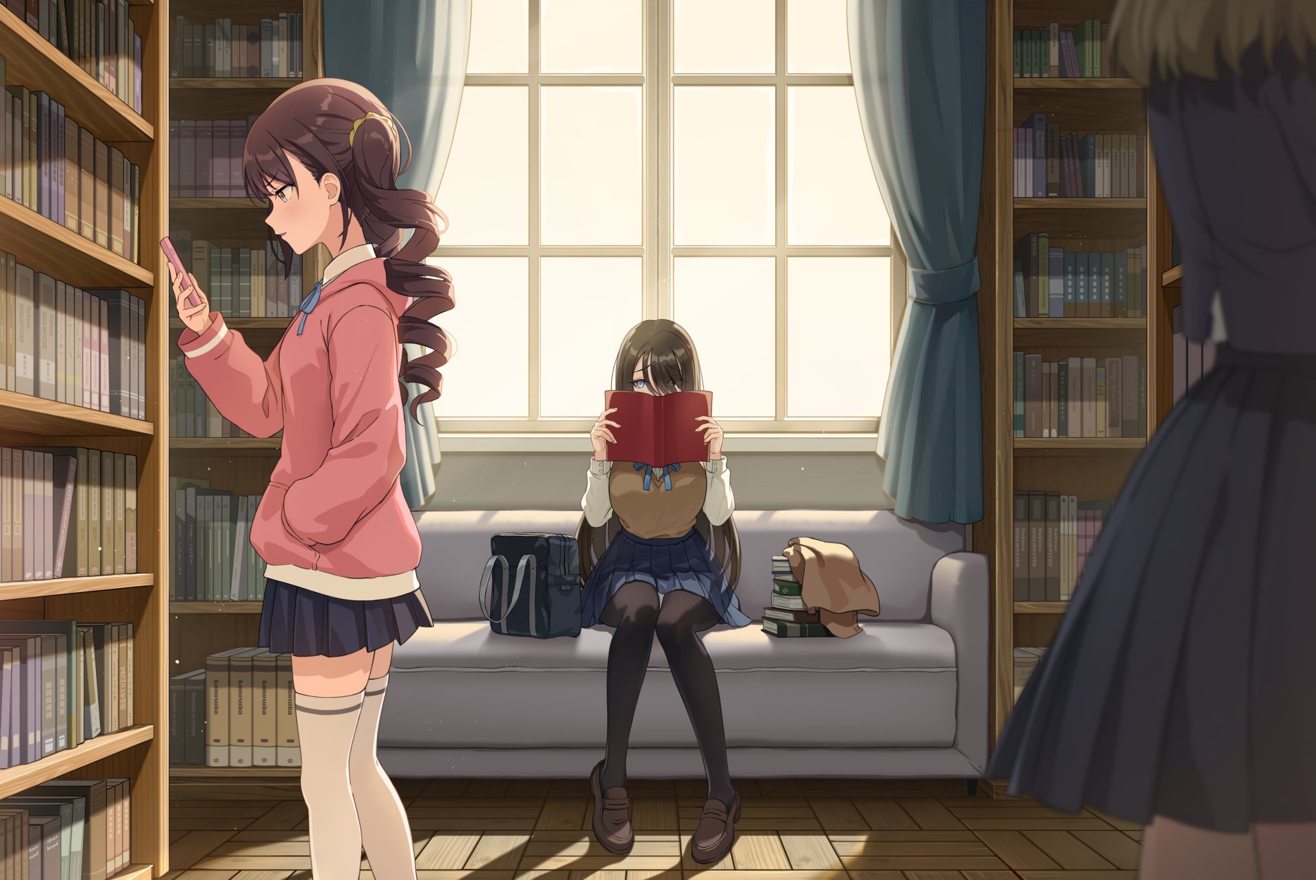 anime zpoemw 4400×2942 anime girls women trio group of women long hair hands in pockets