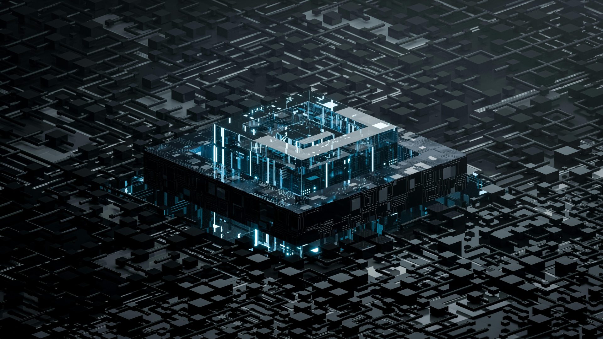 general 5yk2o9 7680×4320 CPU computer microchip 3D blocks blue